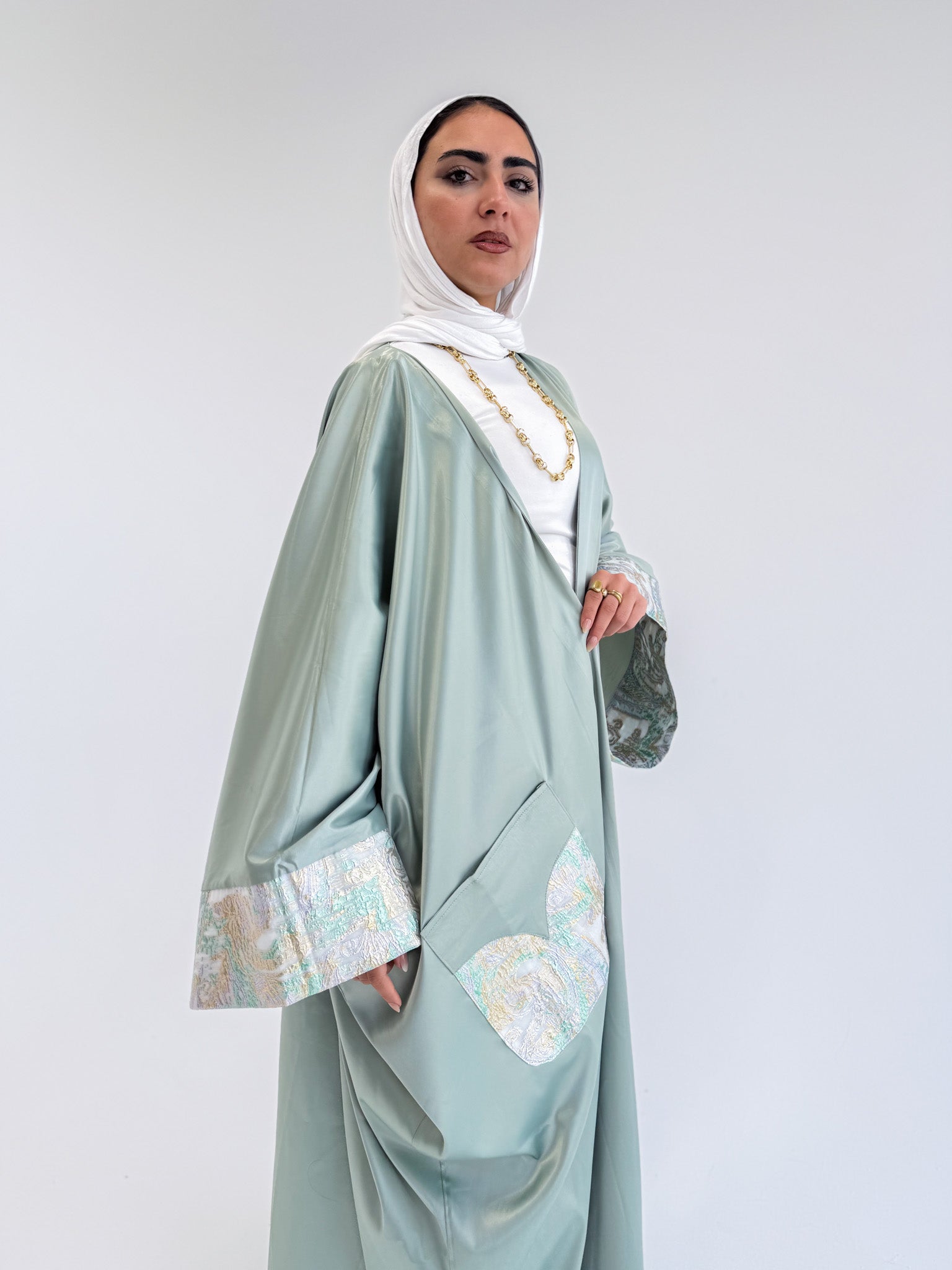 Luxury Satin Jacquard Cardigan