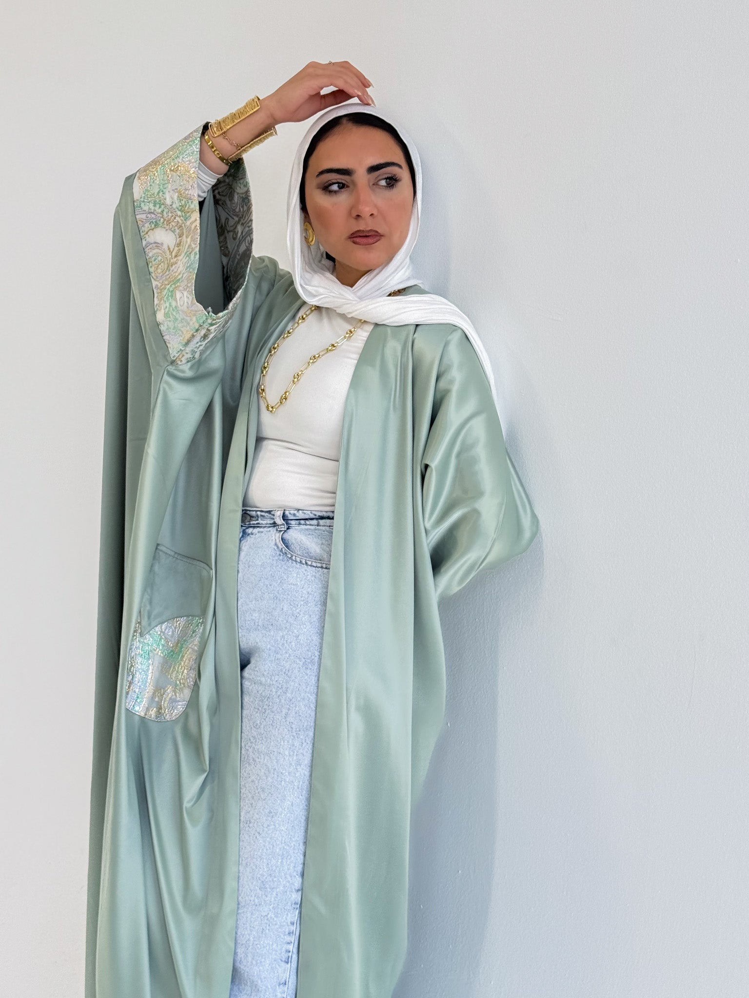 Luxury Satin Jacquard Cardigan