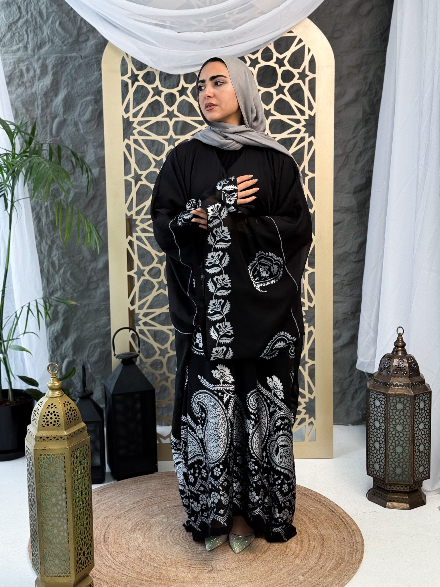 Jacquard Chiffon Abaya