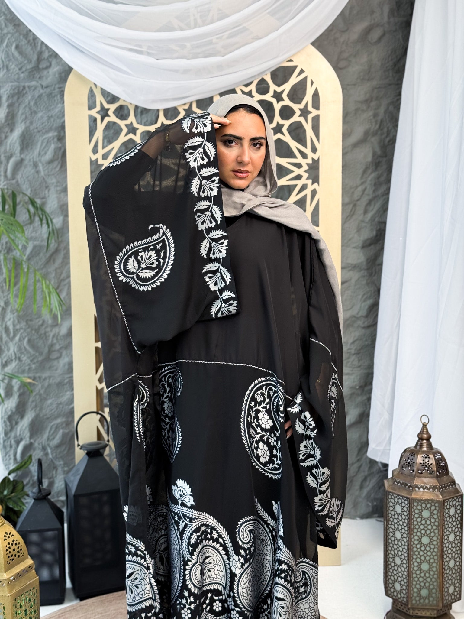 Jacquard Chiffon Abaya