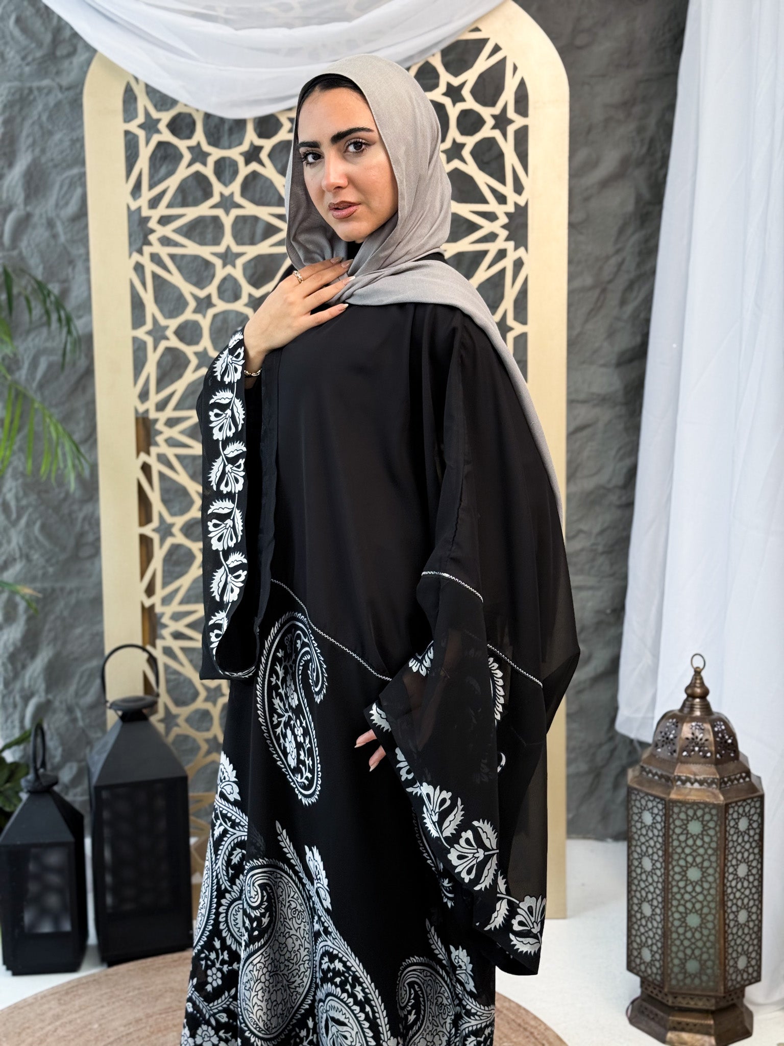 Jacquard Chiffon Abaya