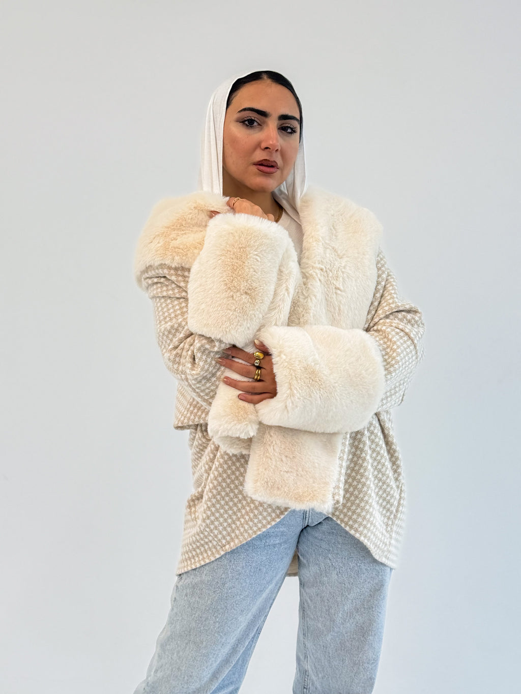 Mohair Jacket with Fur Colar and Cuffs