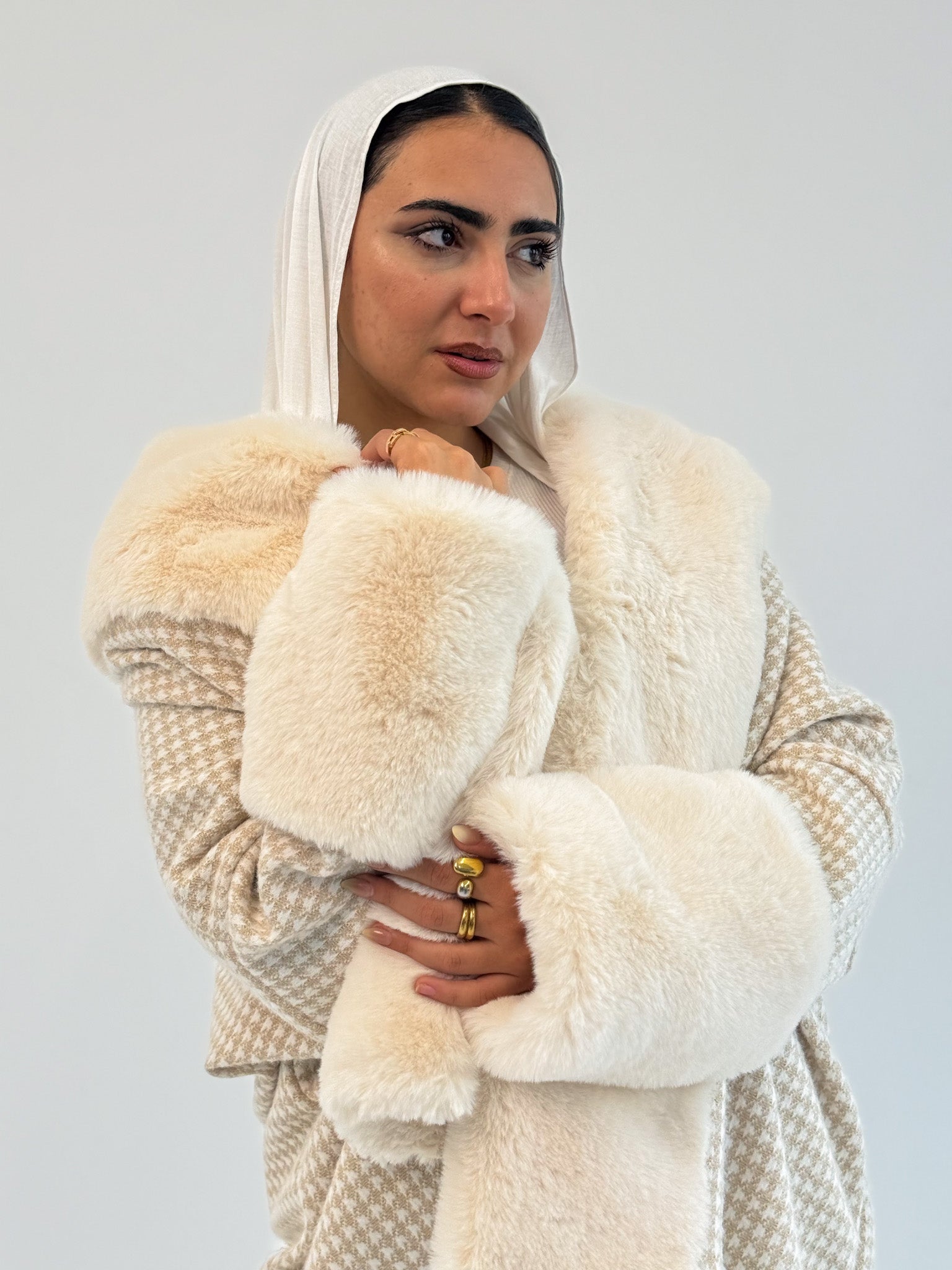Mohair Jacket with Fur Colar and Cuffs