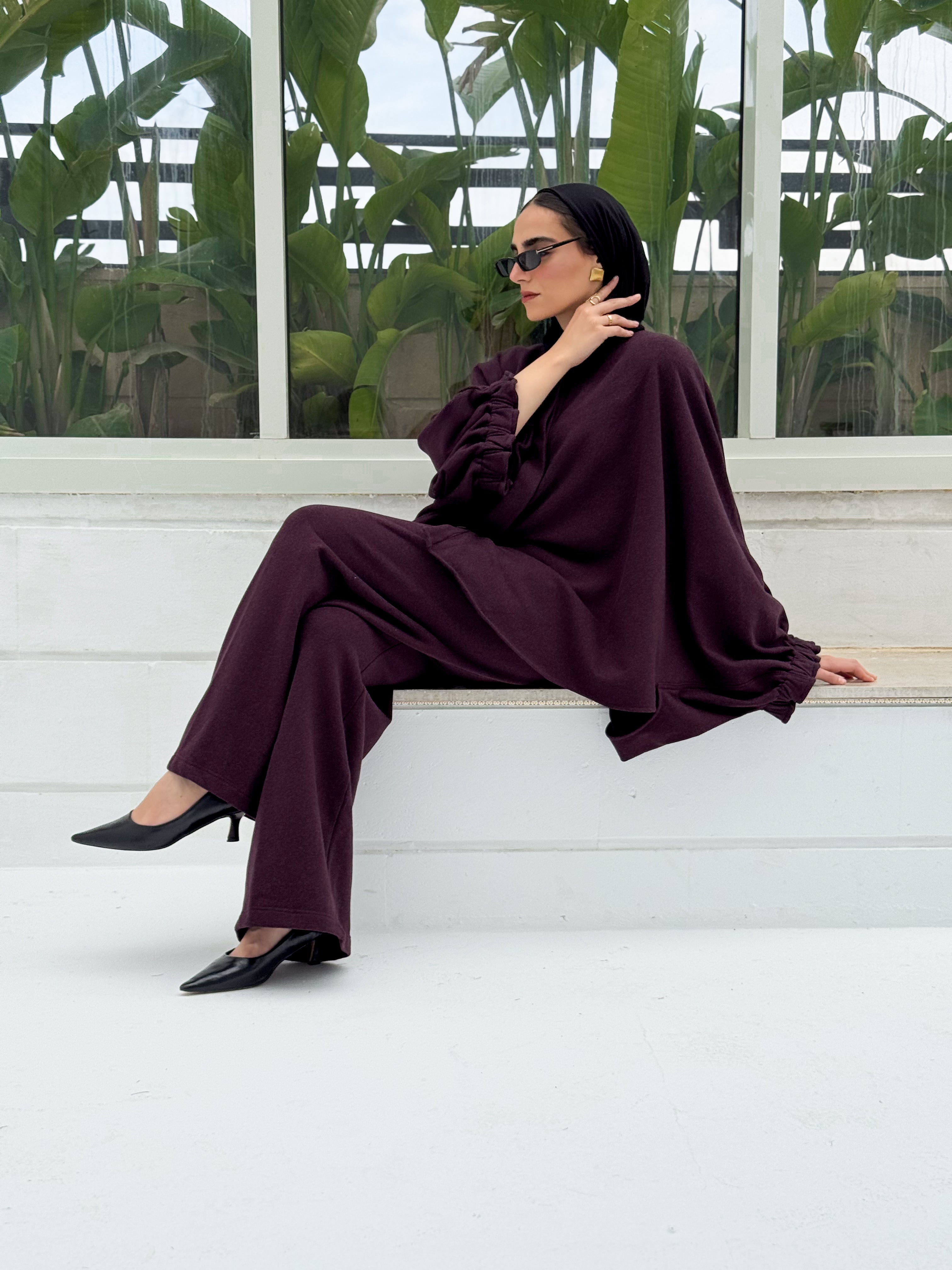 Butter-fly set in burgundy