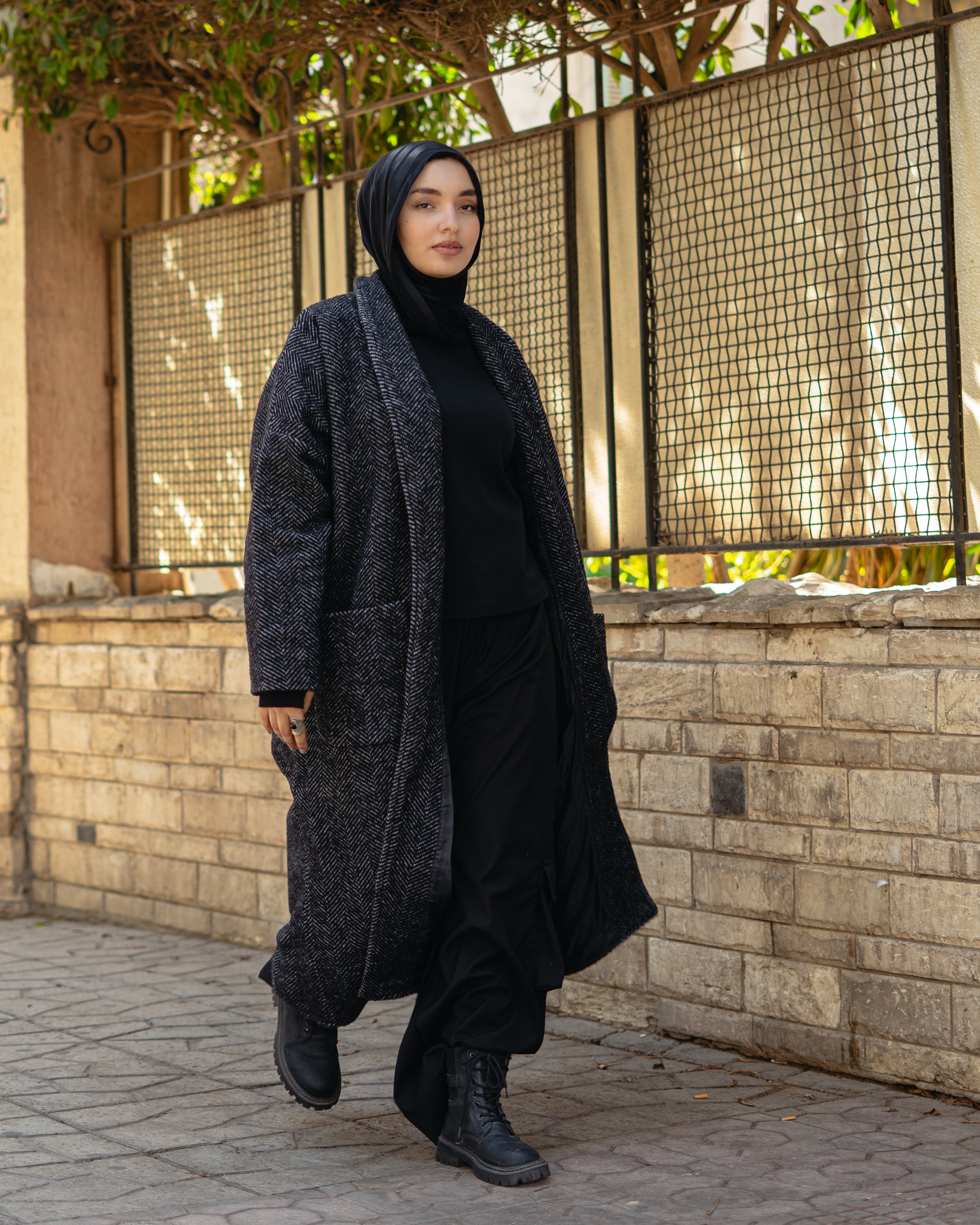 Wool zigzag coat