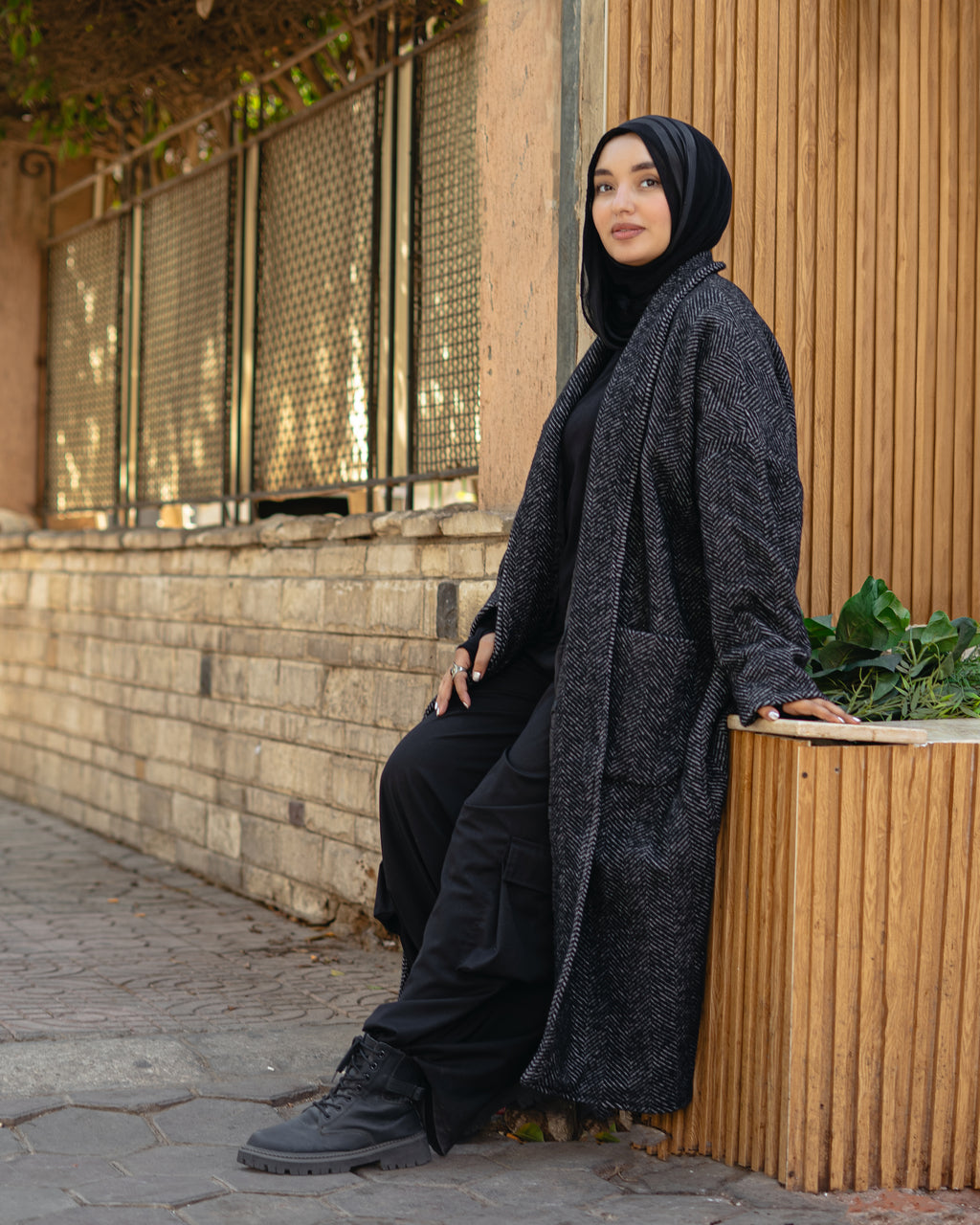 Wool zigzag coat