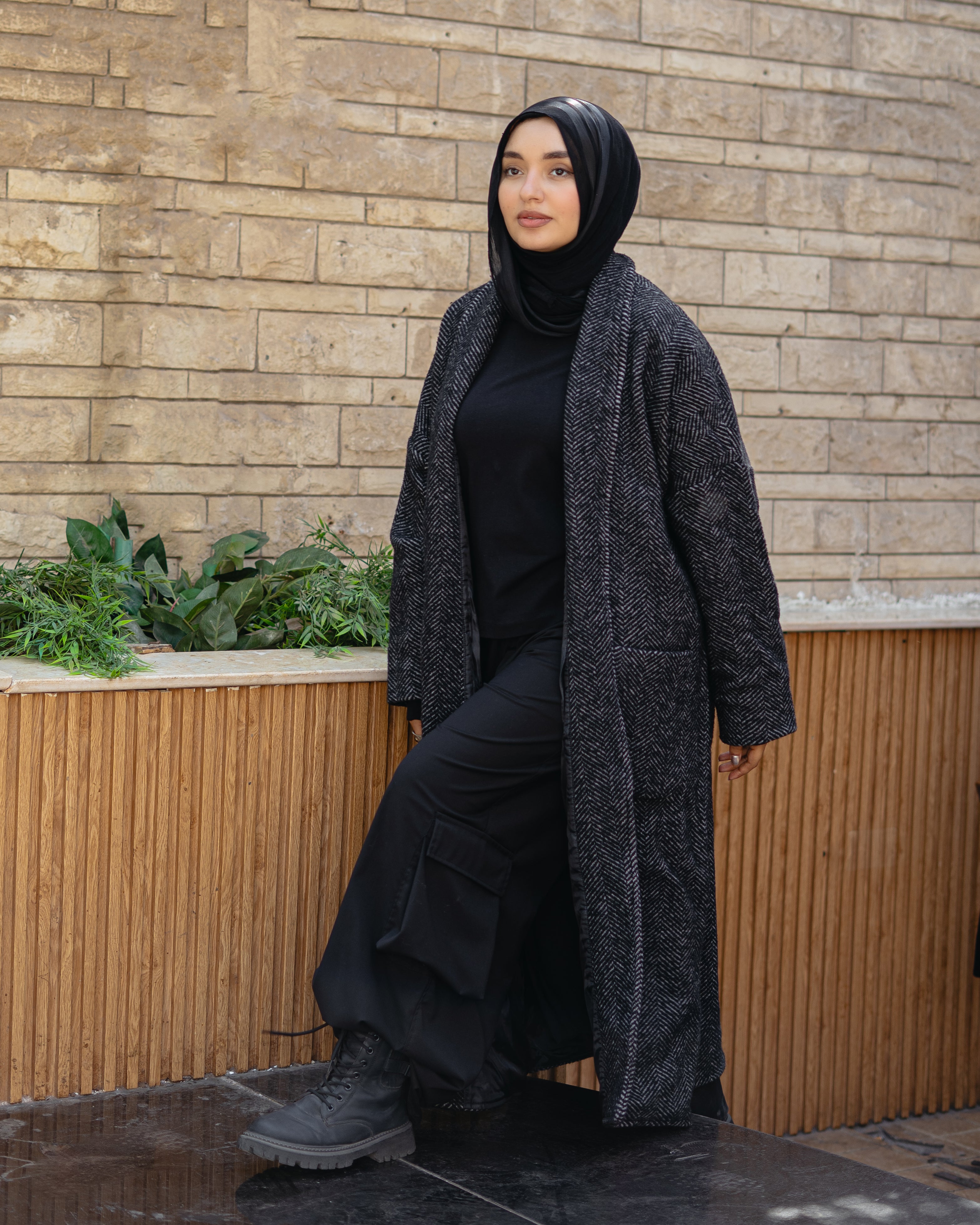 Wool zigzag coat