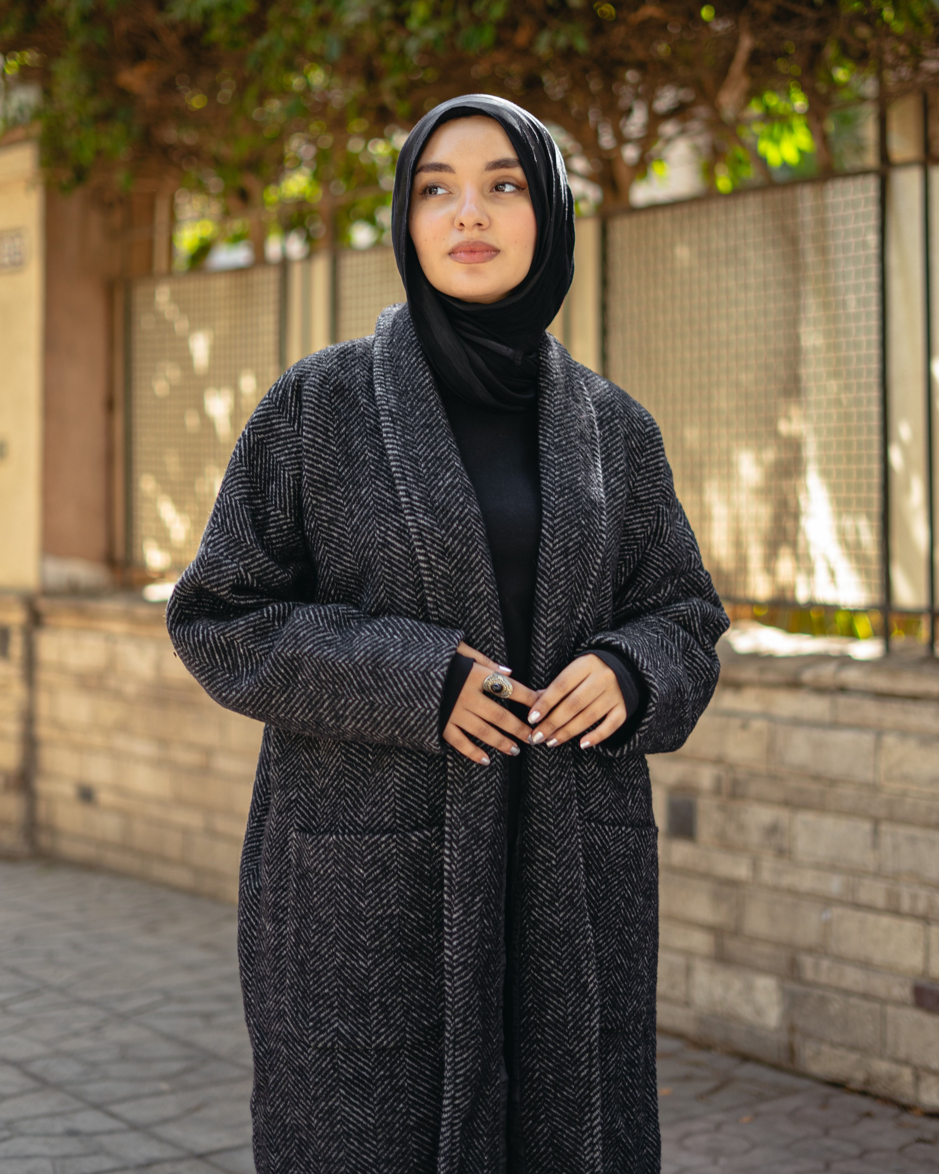 Wool zigzag coat
