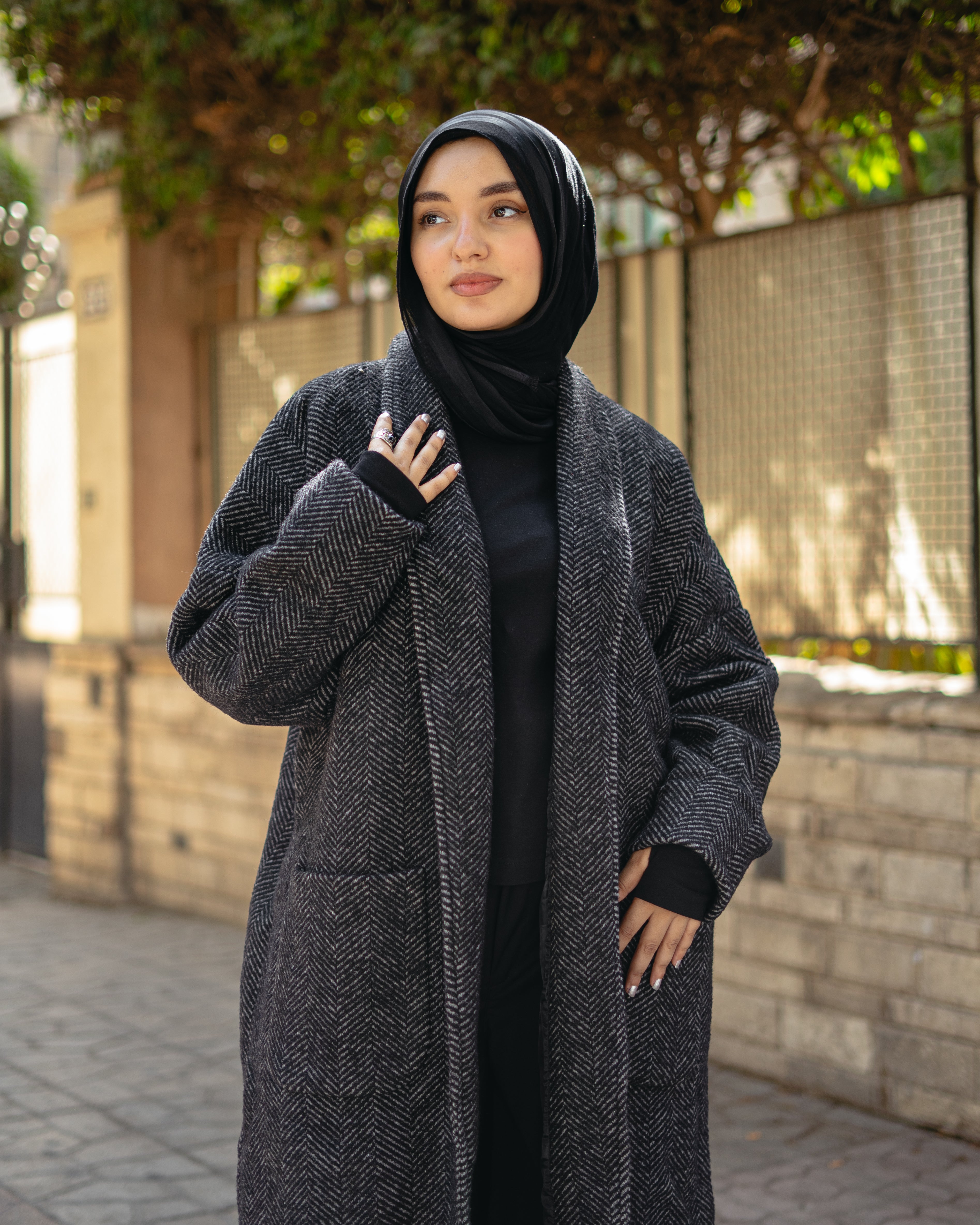 Wool zigzag coat